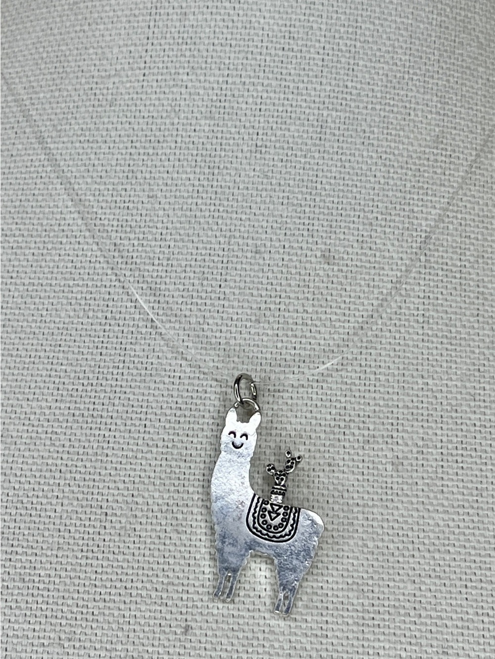 Whimsical Silver Llama Alpaca Pendant Floating Necklace - White/Silver